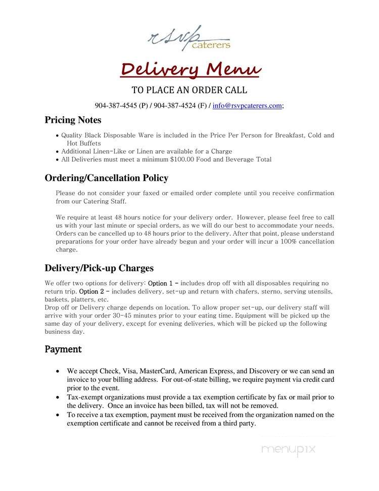 Rsvp Caterers - Jacksonville, FL menu_pic