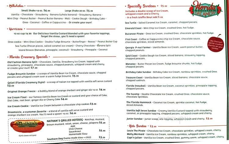 Florida Creamery - Jacksonville, FL menu_pic