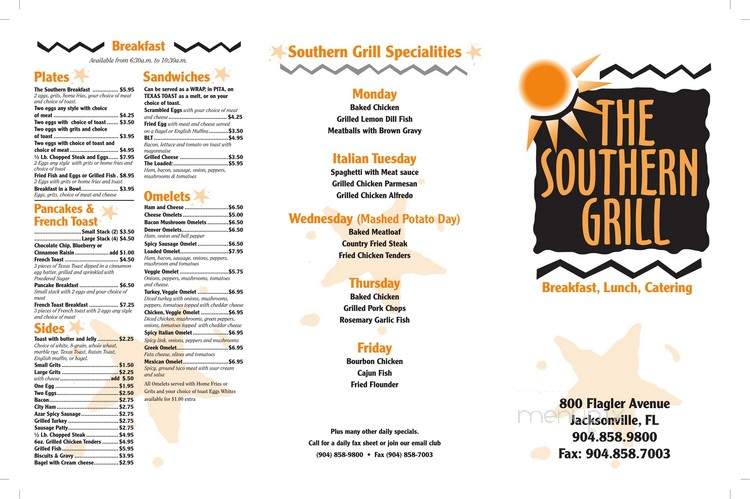 The Southern Grill - Jacksonville, FL menu_pic
