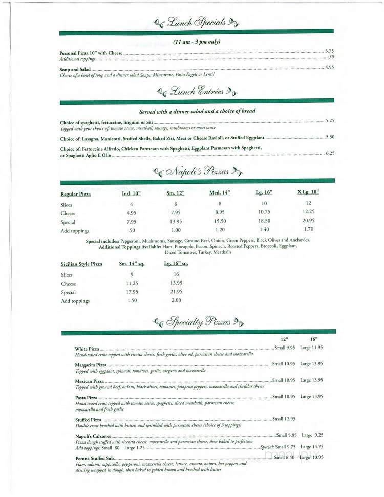 Napoli's Italian Restaurant - Winter Springs, FL menu_pic