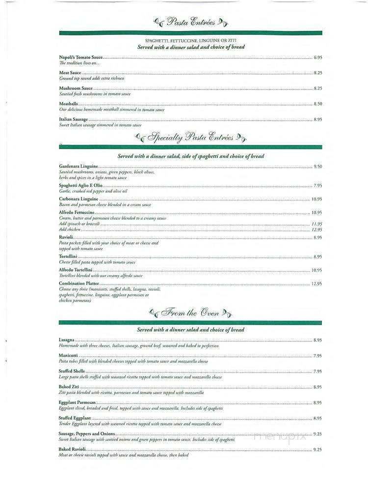 Napoli's Italian Restaurant - Winter Springs, FL menu_pic