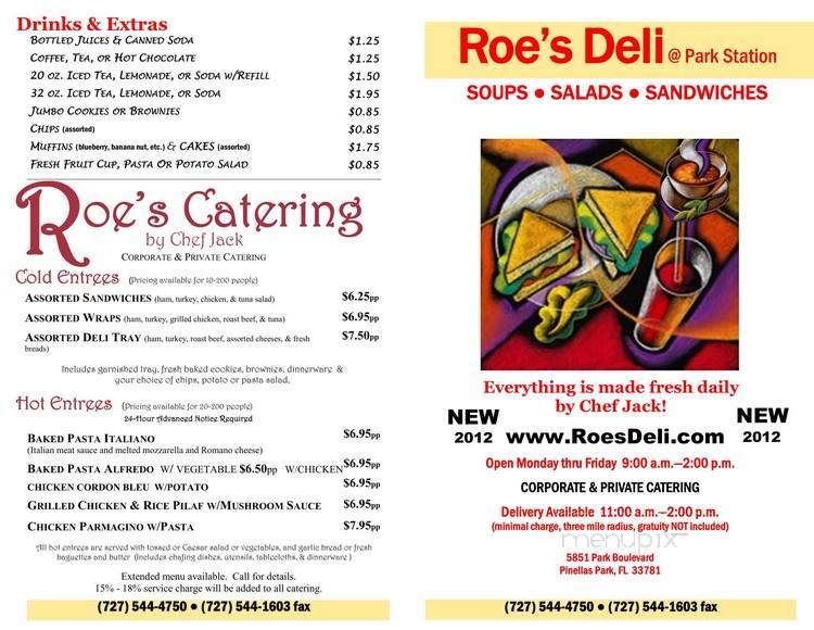 Roe's Deli - Pinellas Park, FL menu_pic
