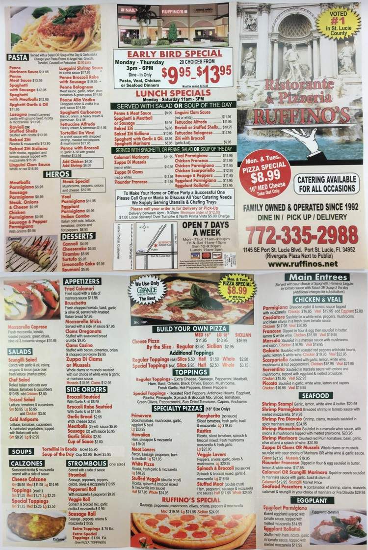 Ruffinos Italian Restaurant & Pzzr - Port St Lucie, FL menu_pic