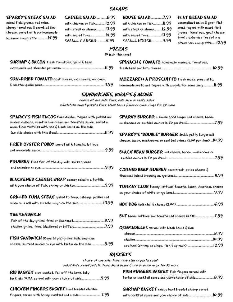 Sparky's Landing - Key Colony Beach, FL menu_pic