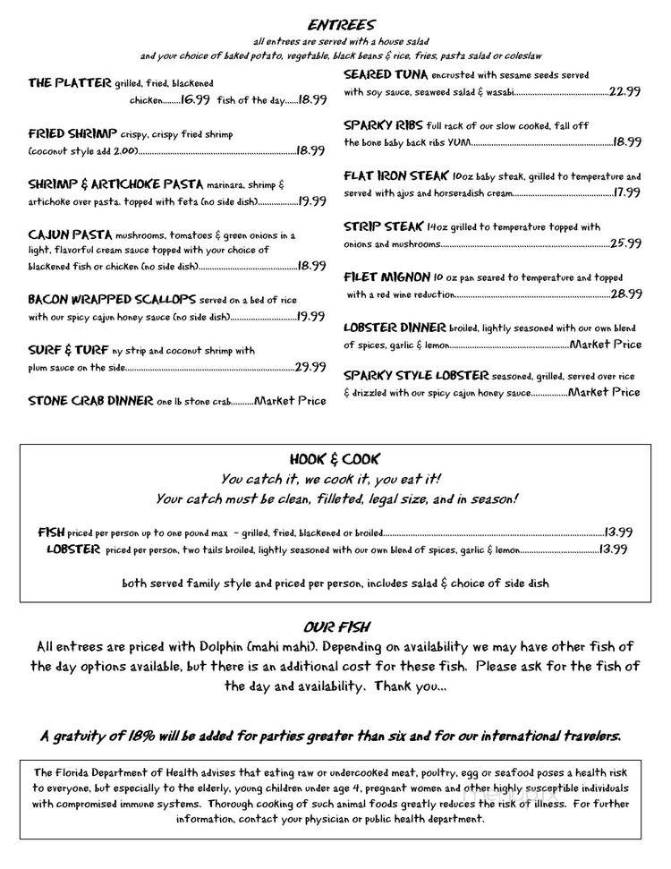 Sparky's Landing - Key Colony Beach, FL menu_pic