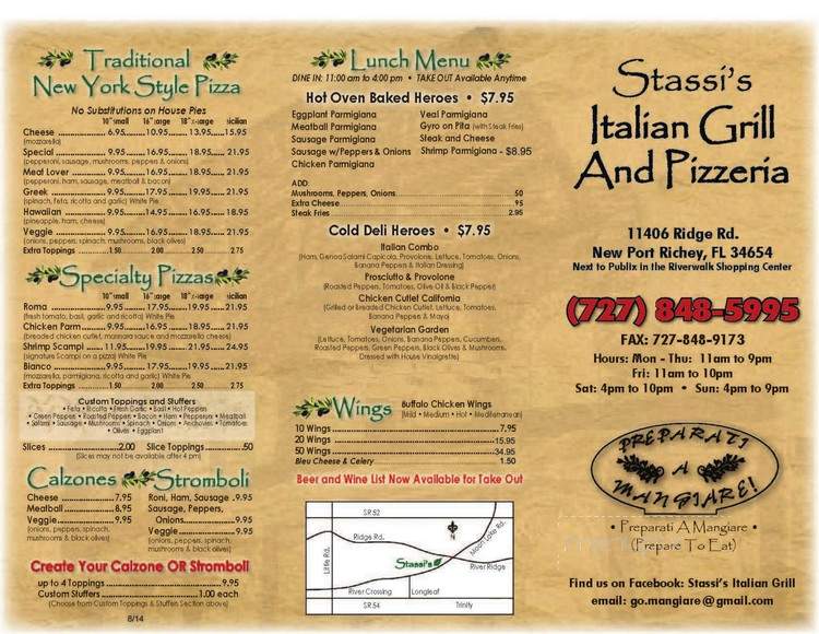 Stassi's Italian Grill - New Port Richey, FL menu_pic