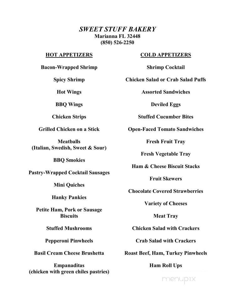Sweet Stuff Bakery & Catering - Marianna, FL menu_pic