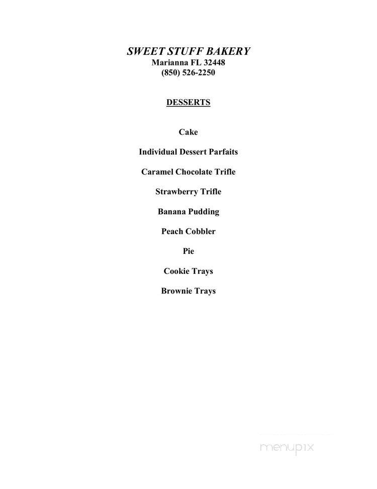 Sweet Stuff Bakery & Catering - Marianna, FL menu_pic