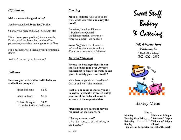 Sweet Stuff Bakery & Catering - Marianna, FL menu_pic