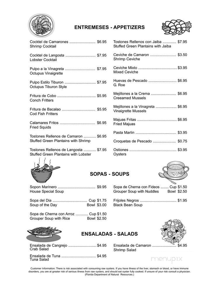 Tiburon Seafood Restaurant - Hialeah, FL menu_pic