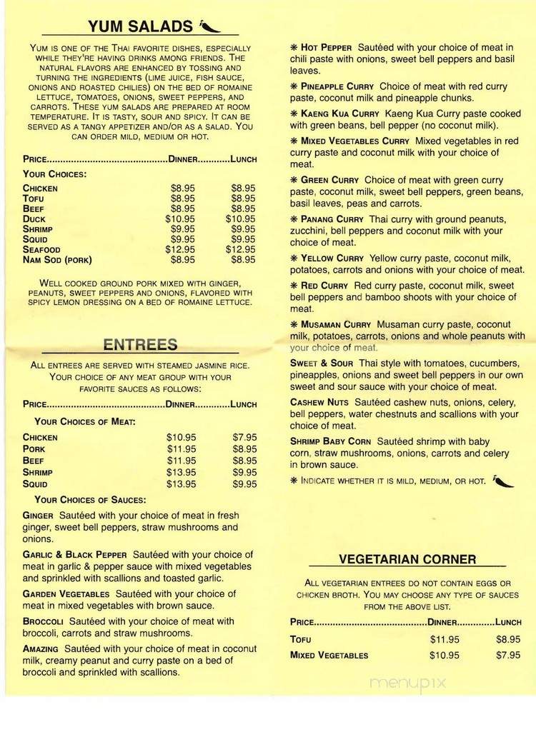 Tropical Thai Restaurant - Sarasota, FL menu_pic