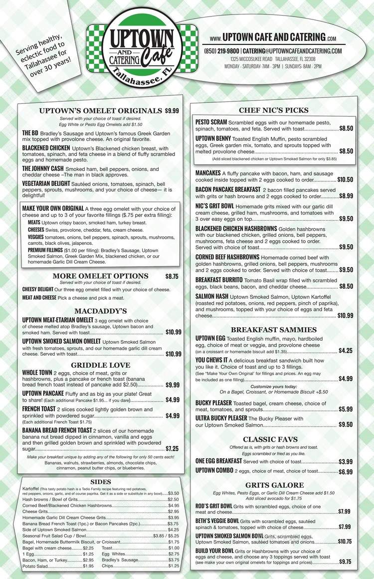 Uptown Cafe - Tallahassee, FL menu_pic