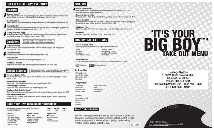 Bob's Big Boy - Hastings, MI menu_pic