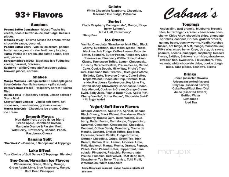 Cabanas - St Joseph, MI menu_pic