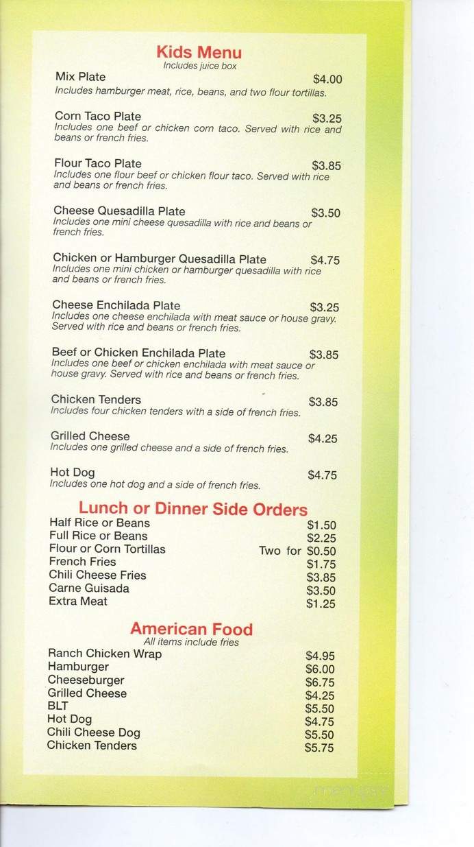 Sunny Side Cafe - Adrian, MI menu_pic