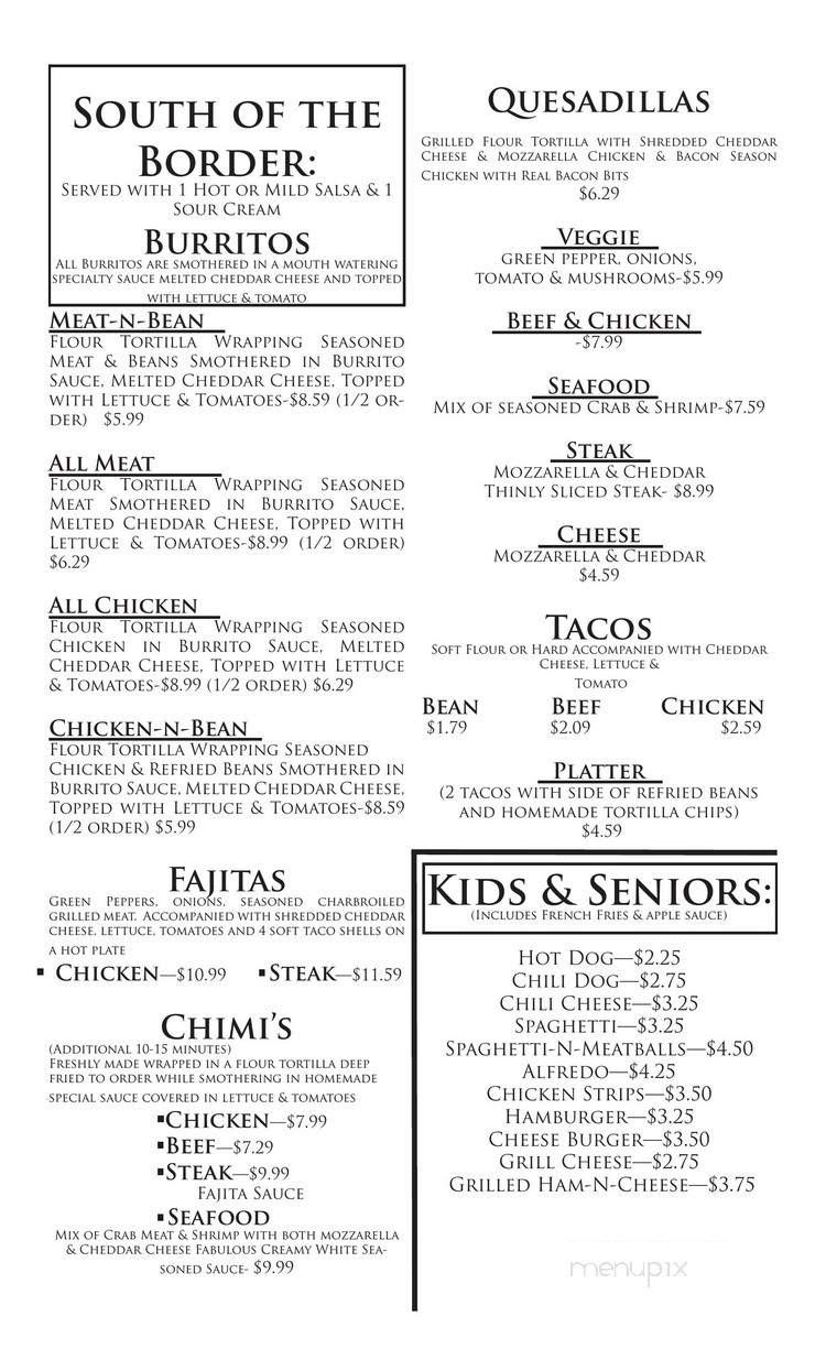 Government Lake Lodge - Baldwin, MI menu_pic