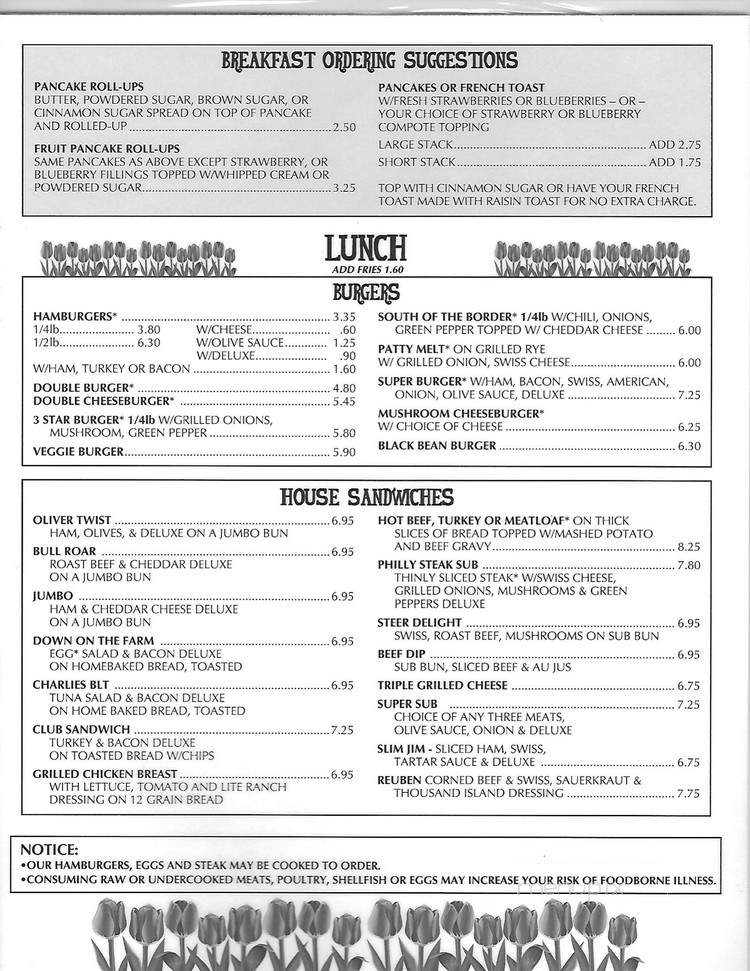 Windmill Restaurant - Holland, MI menu_pic