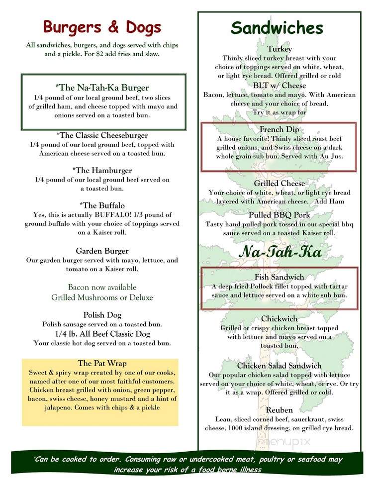 Na Tah Ka - Baldwin, MI menu_pic