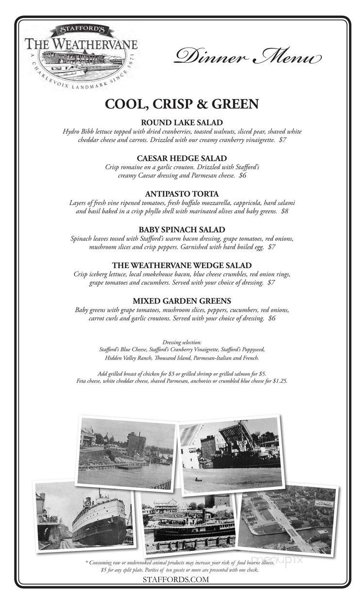 Stafford's Weathervane - Charlevoix, MI menu_pic