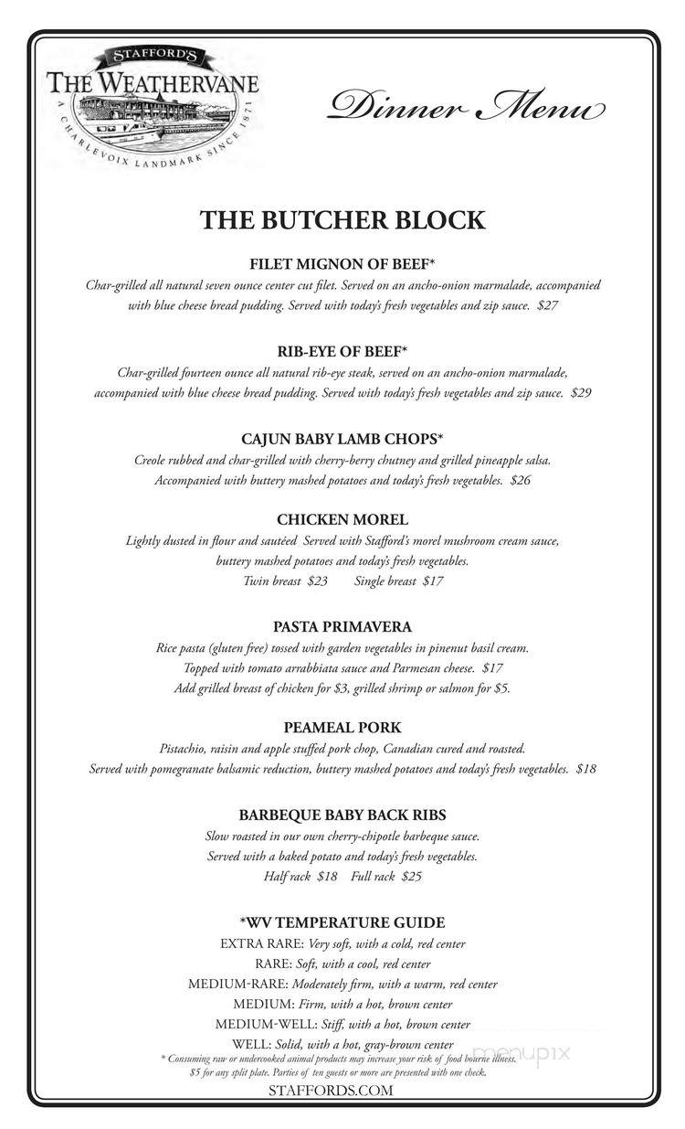 Stafford's Weathervane - Charlevoix, MI menu_pic