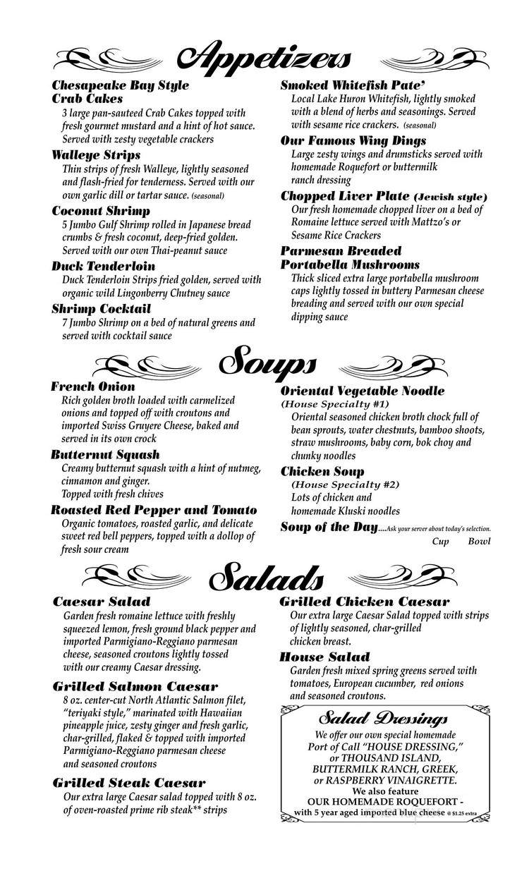 Gourmet Gallery - Drummond Island, MI menu_pic