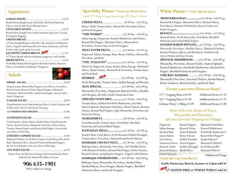 Upper Crust Pizza Co - Sault Ste Marie, MI menu_pic