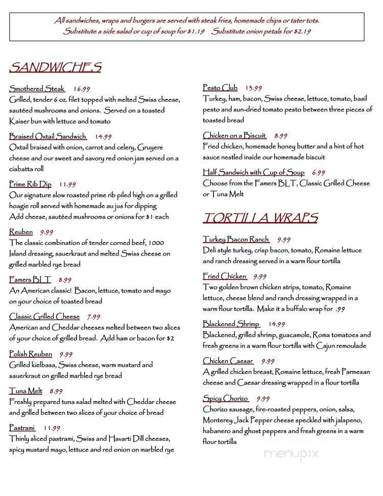 Pine Mountain Hotel & Resort - Iron Mountain, MI menu_pic