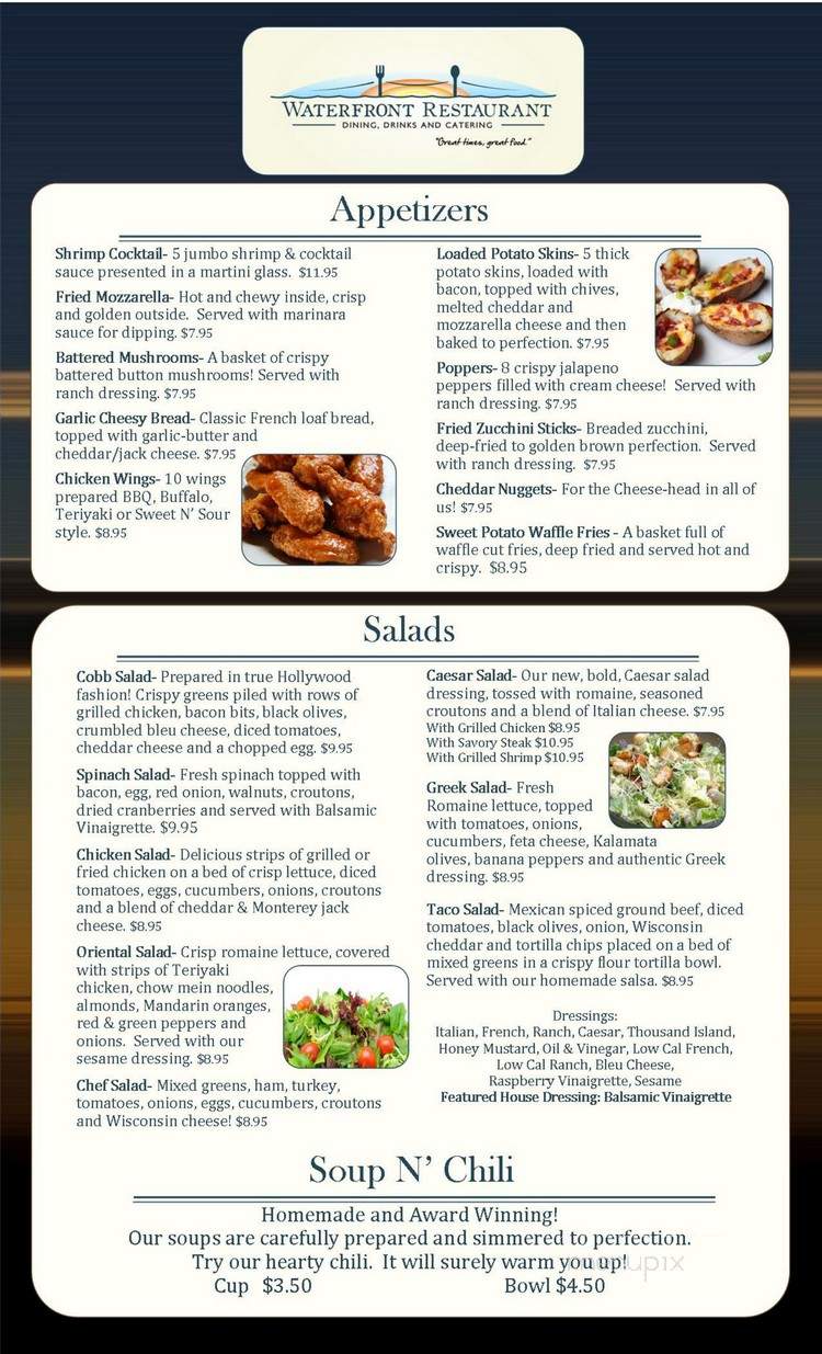 The Waterfront Restaurant and Upper Deck Lounge - Hancock, MI menu_pic