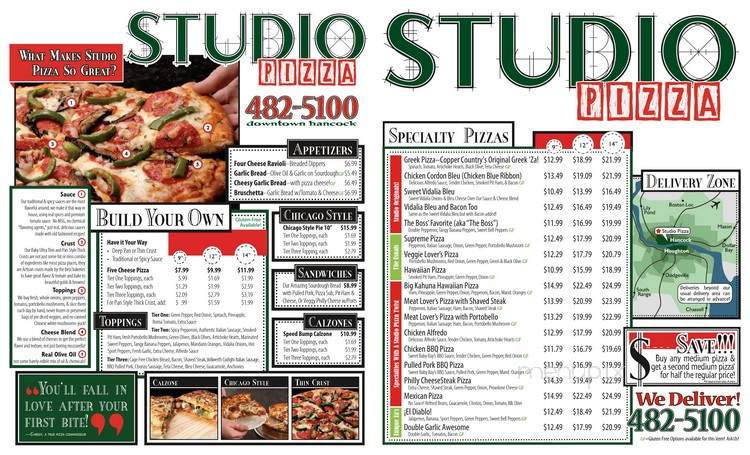 Studio Pizza & Ice Cream - Houghton, MI menu_pic