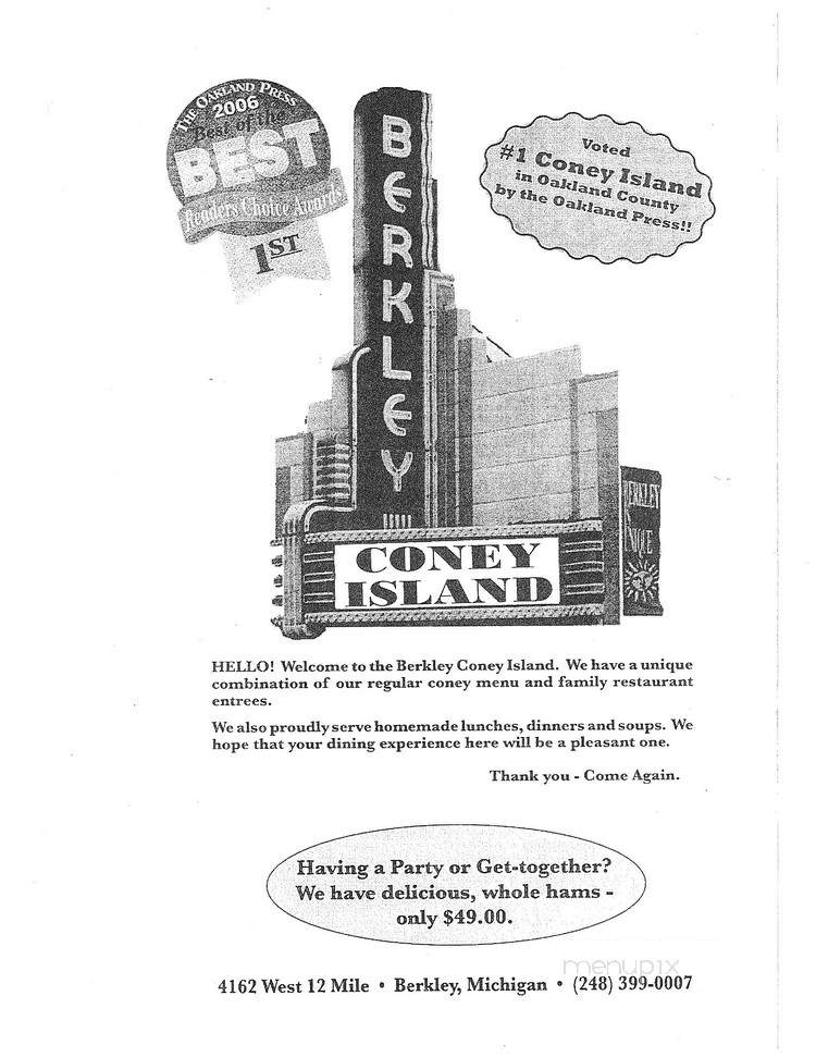 Berkley Coney Island - Berkley, MI menu_pic