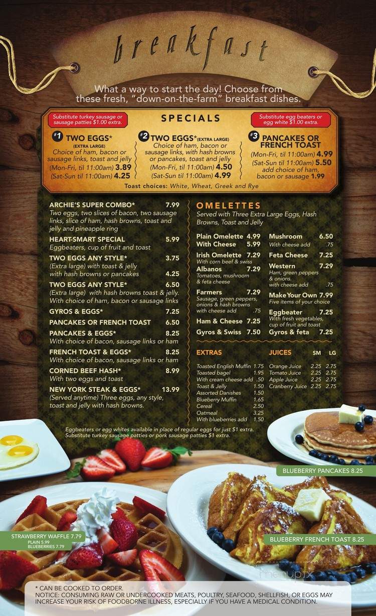 Archie's Family Restaurant - Livonia, MI menu_pic