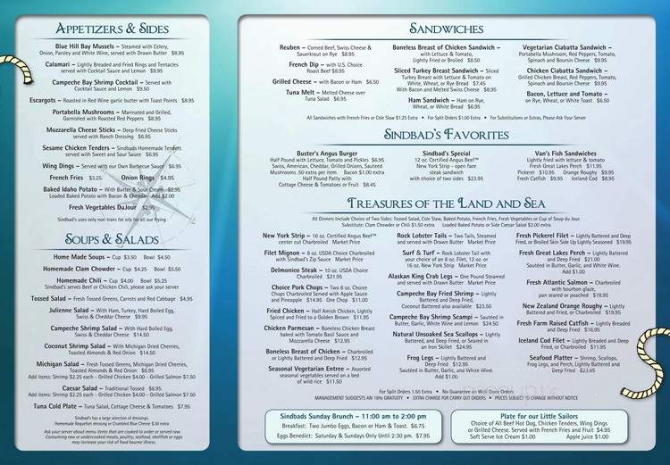 Sindbad's Restaurant & Marina - Detroit, MI menu_pic
