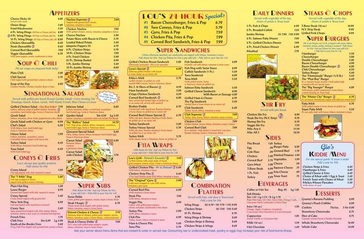 Lous Coney Island - Detroit, MI menu_pic