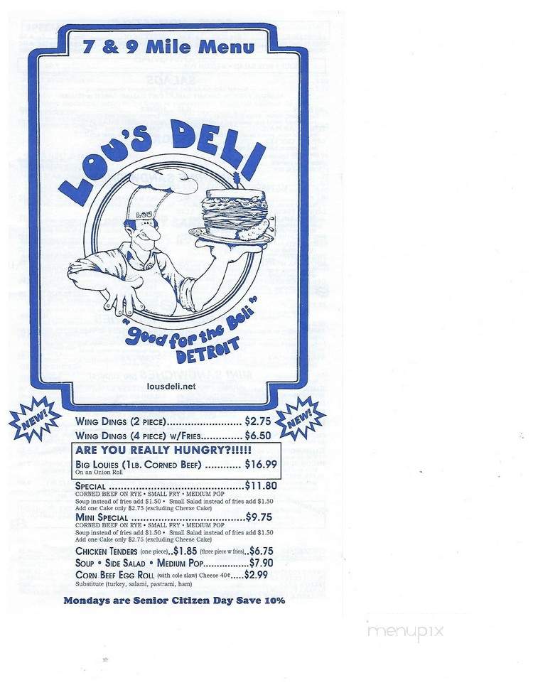 Lou's Deli - Detroit, MI menu_pic