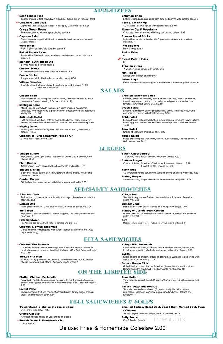 Village Grille - Grosse Pointe, MI menu_pic