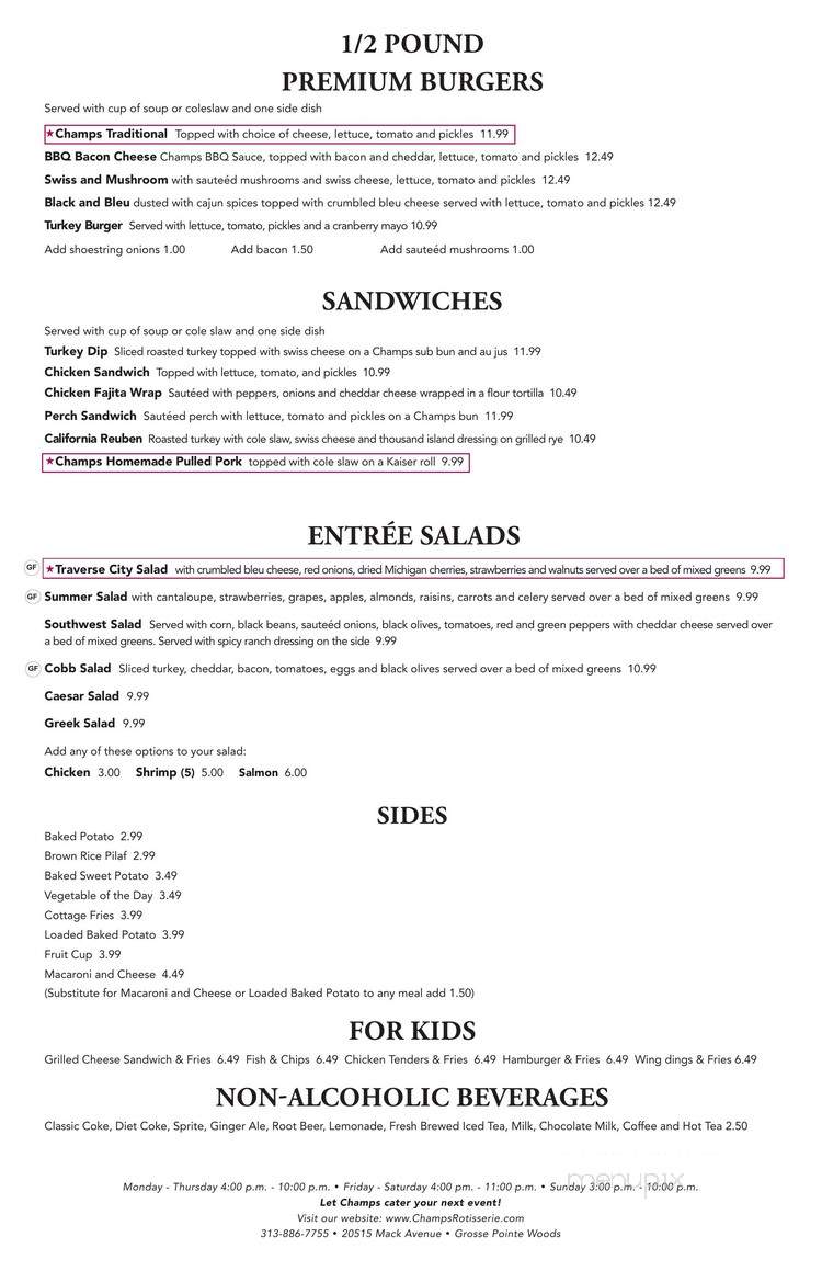 Champs Rotisserri & Spirits - Grosse Pointe Woods, MI menu_pic