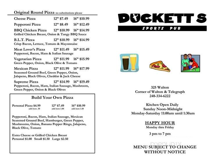 Duckett's - Pontiac, MI menu_pic