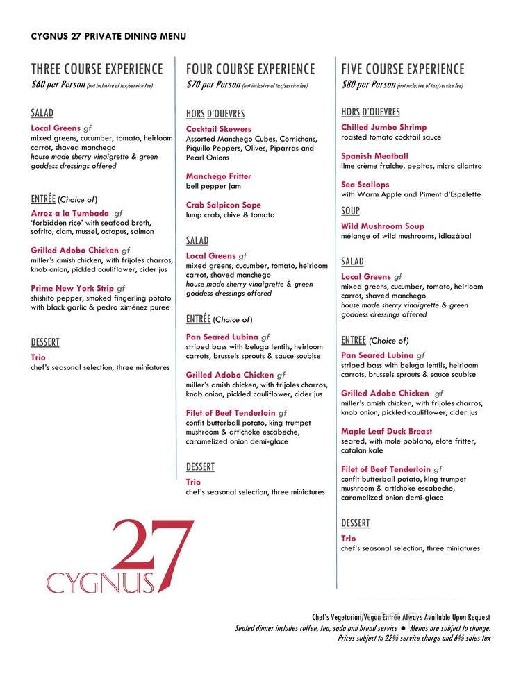 Cygnus - Grand Rapids, MI menu_pic