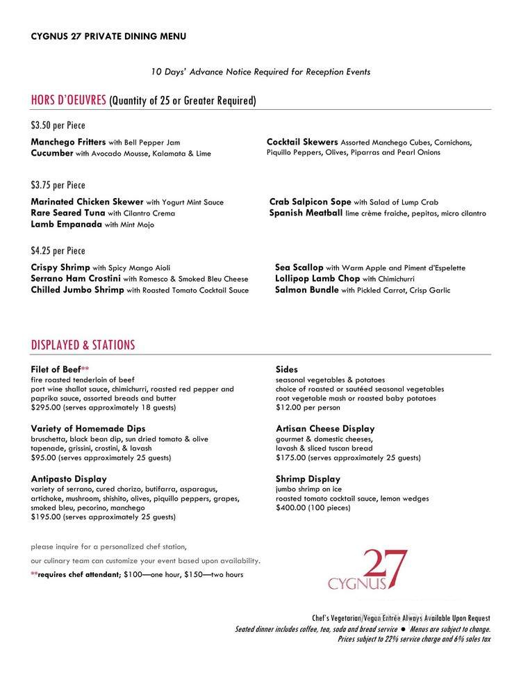 Cygnus - Grand Rapids, MI menu_pic