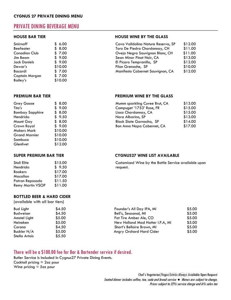Cygnus - Grand Rapids, MI menu_pic