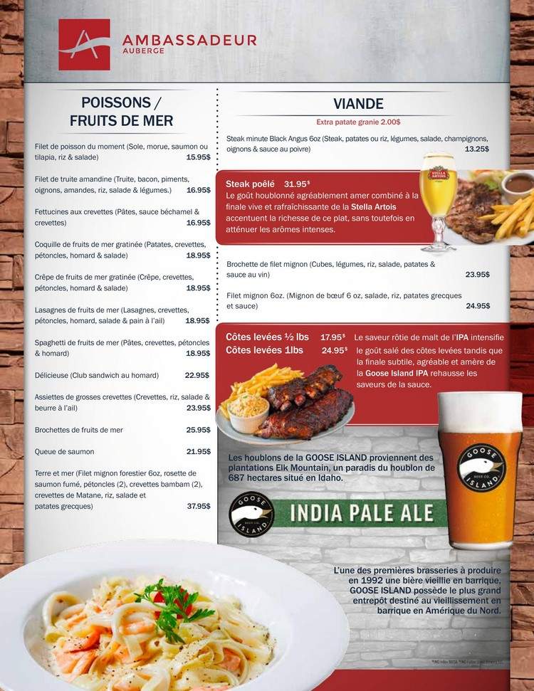 Restaurant l'Ambassadeur - Amqui, QC menu_pic