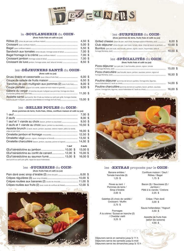 Cafe Bistro Au Coin du Monde - Montmagny, QC menu_pic