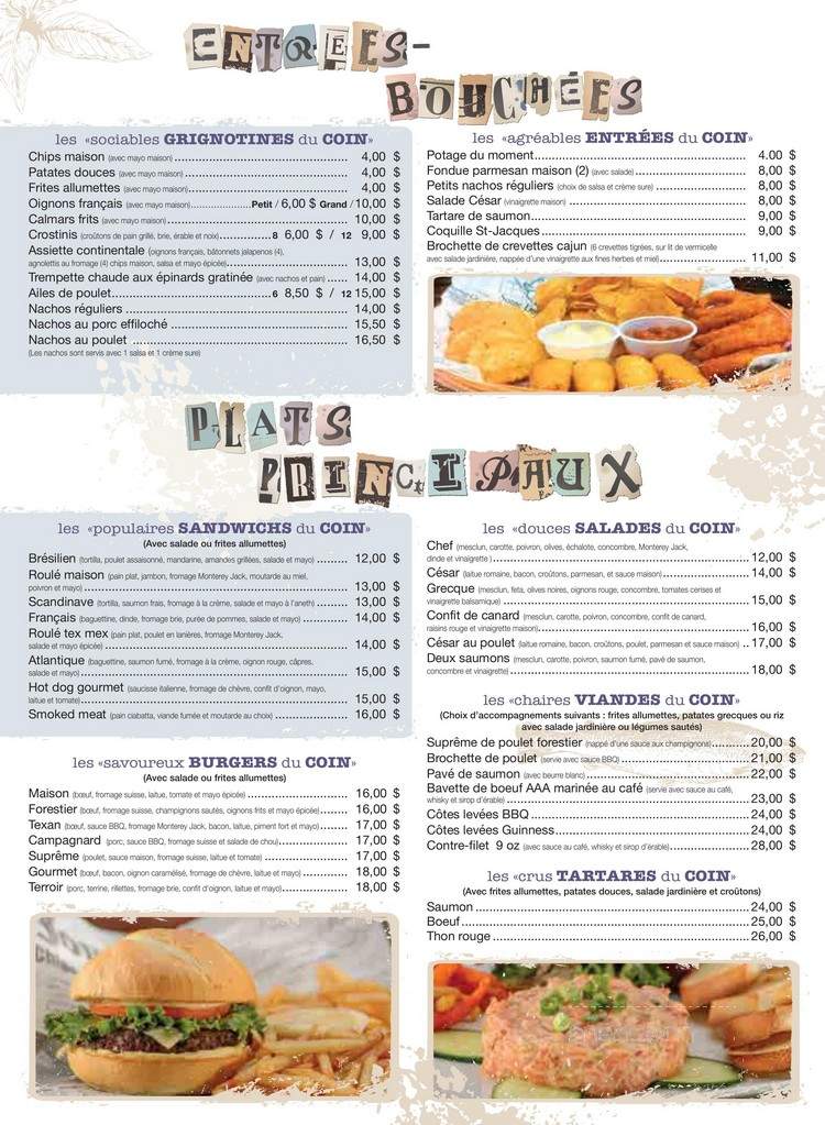 Cafe Bistro Au Coin du Monde - Montmagny, QC menu_pic