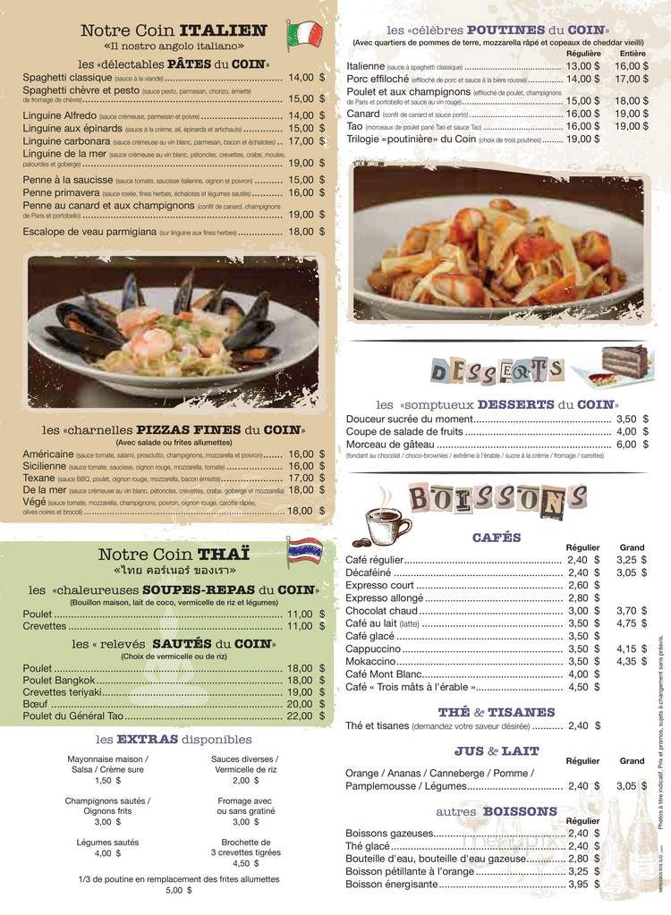 Cafe Bistro Au Coin du Monde - Montmagny, QC menu_pic