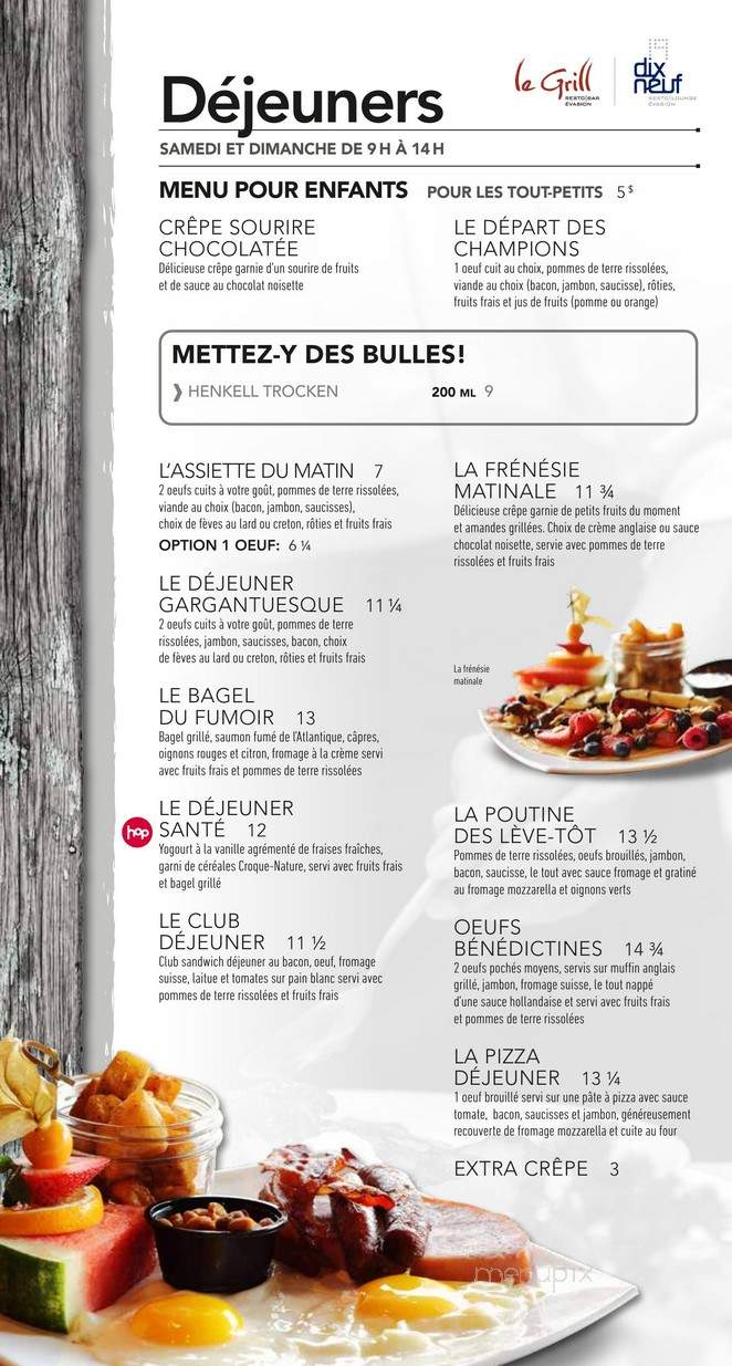 Resto Pub L' evasion - Victoriaville, QC menu_pic