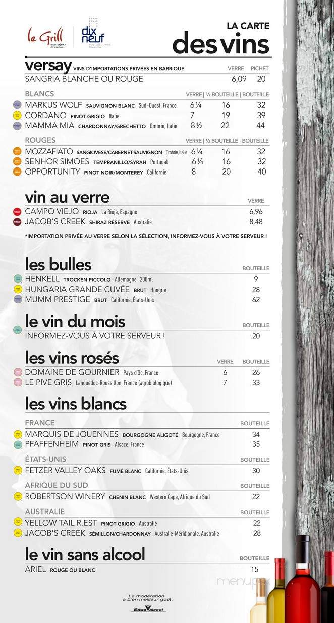 Resto Pub L' evasion - Victoriaville, QC menu_pic