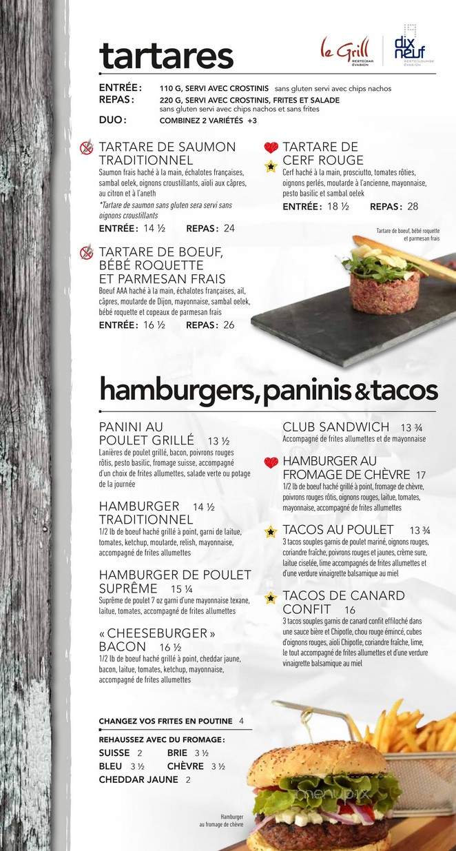 Resto Pub L' evasion - Victoriaville, QC menu_pic