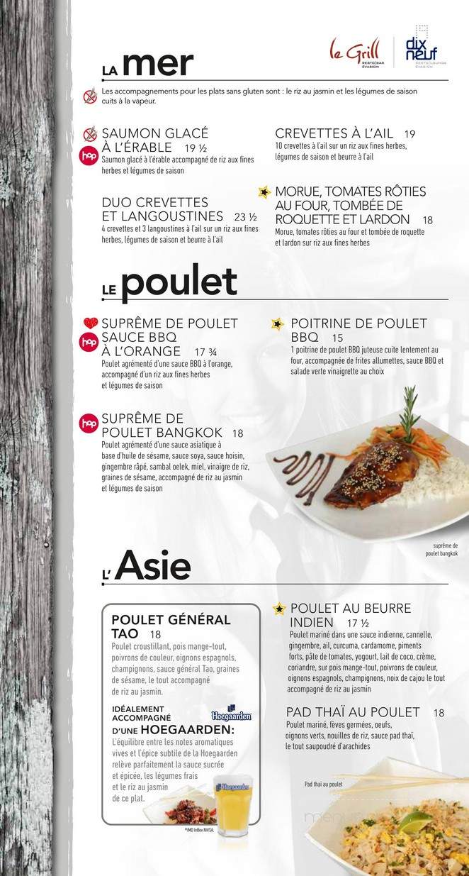 Resto Pub L' evasion - Victoriaville, QC menu_pic