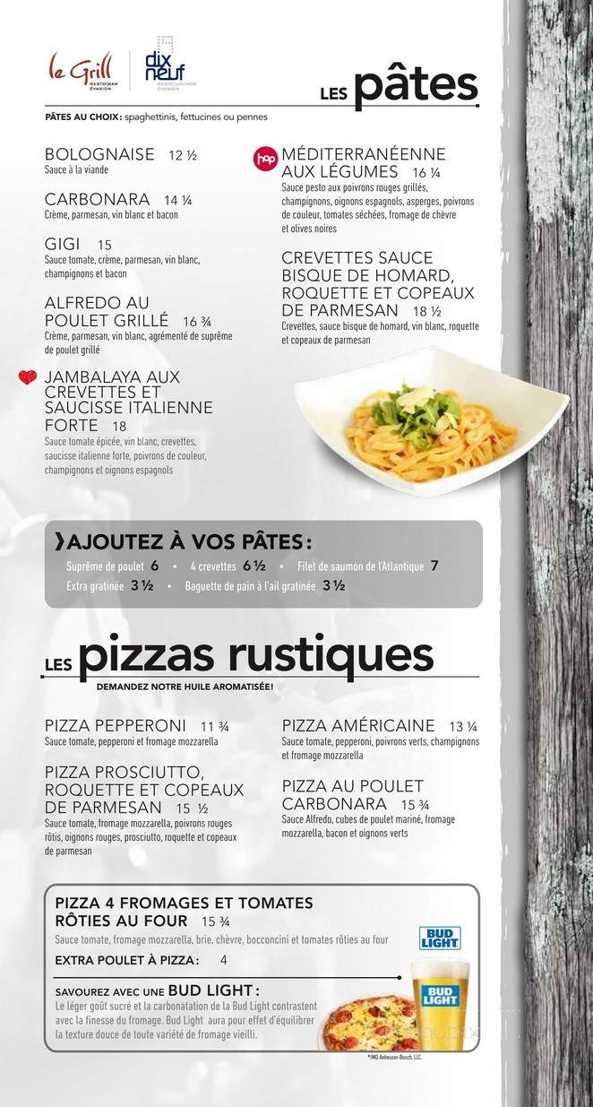 Resto Pub L' evasion - Victoriaville, QC menu_pic