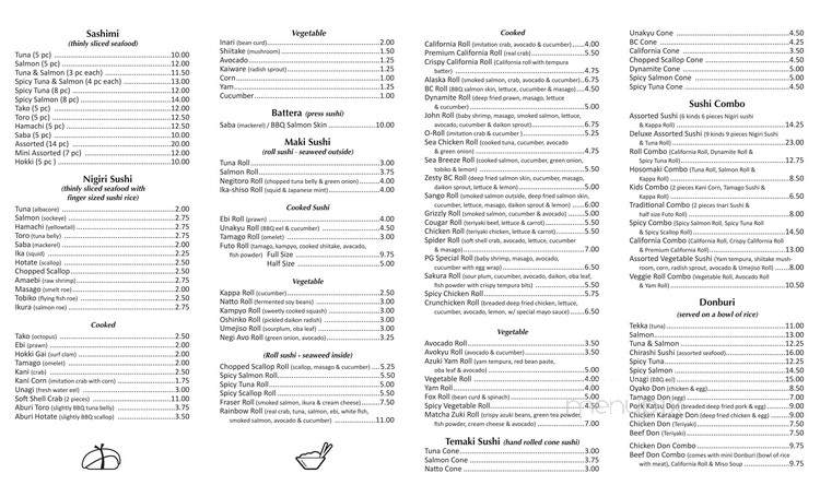 Sendo Sushi Factory - Prince George, BC menu_pic